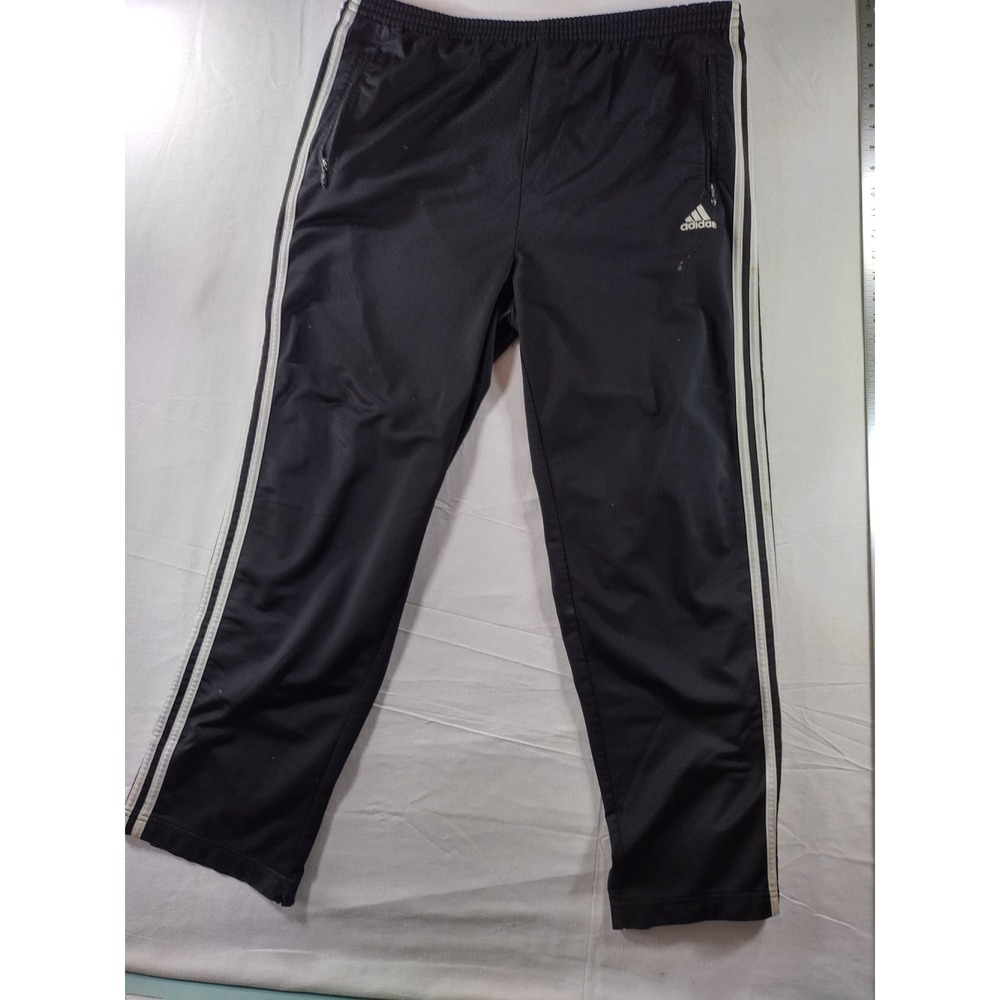 Vintage Adidas Mens Large Tear Away Track Pants Black White Snap‎ Button 90s LG